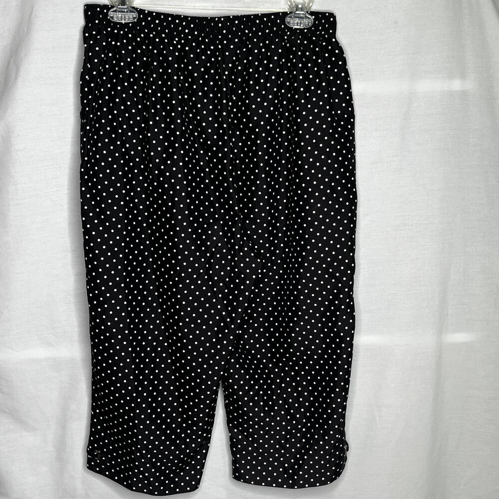 Allison Daley Petite Polka Dot Black White Capri Pants 14P